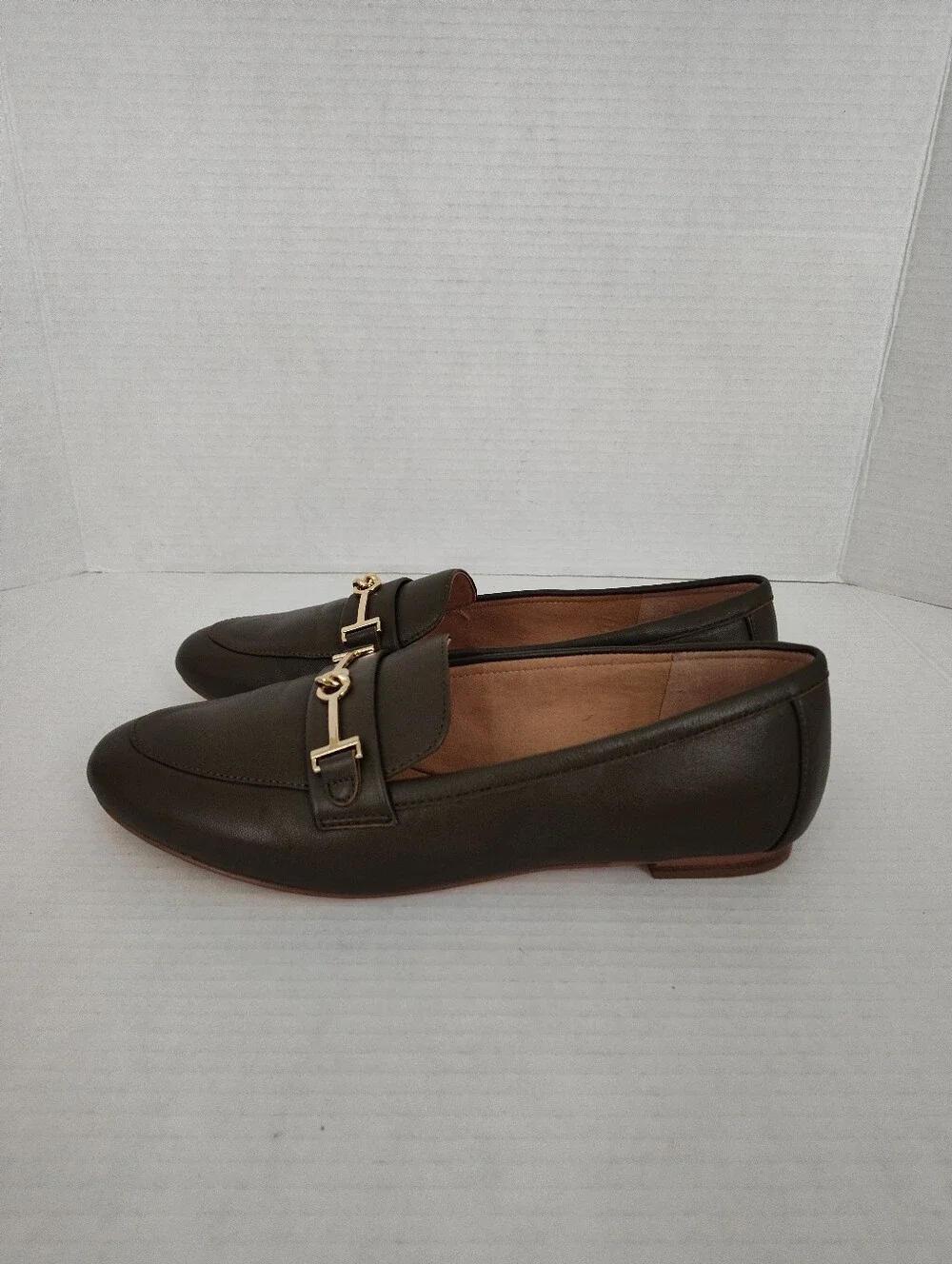 Talbots Ryan Bit Soft Nappa Leather Loafers Size 9.5 Olive Green Slip on Shoes